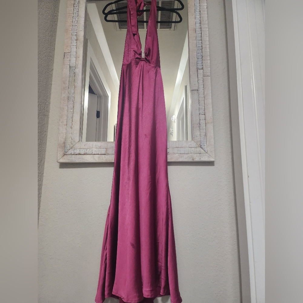 Saints & Secrets Oasis Diamante Halterneck Maxi Dress Fuchsia - Picture 7 of 12